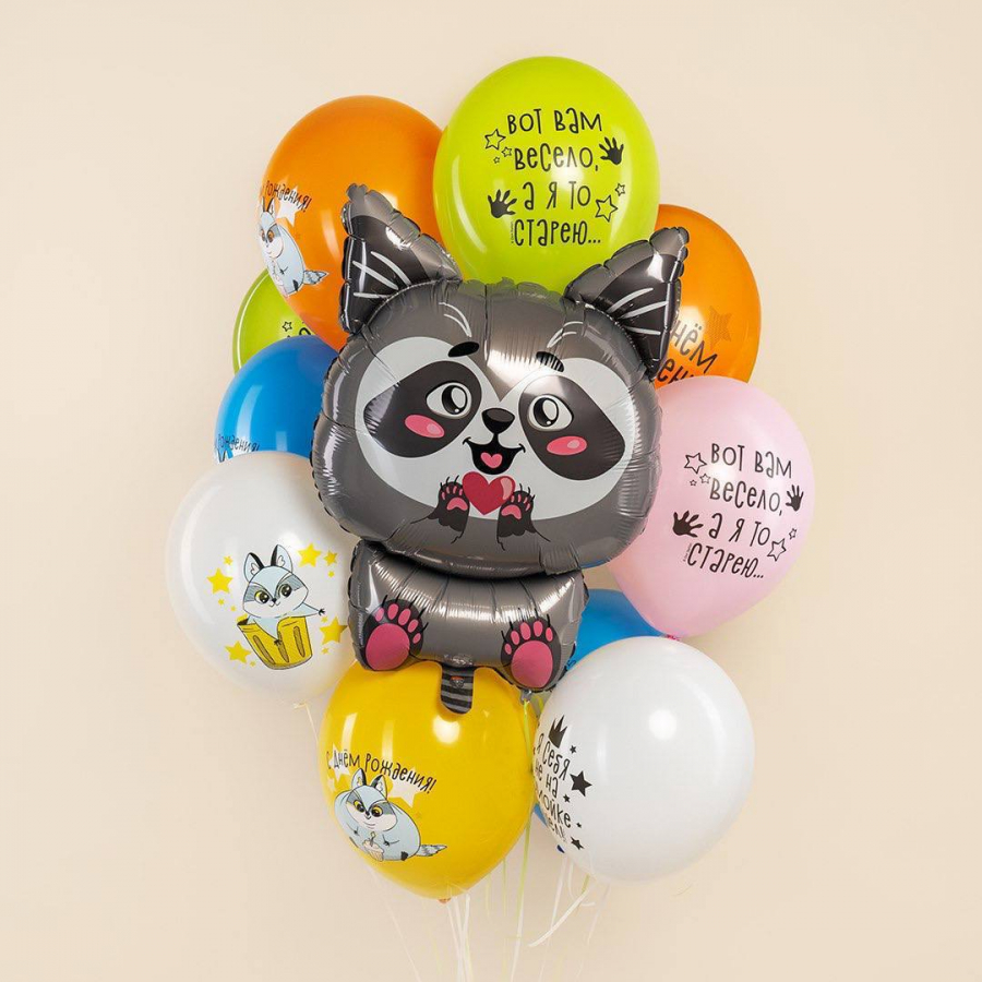 Букет из шаров «Енот с сердечком»