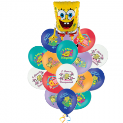 Букет «Веселый Спанч Боб» из 11 шаров на день рождения